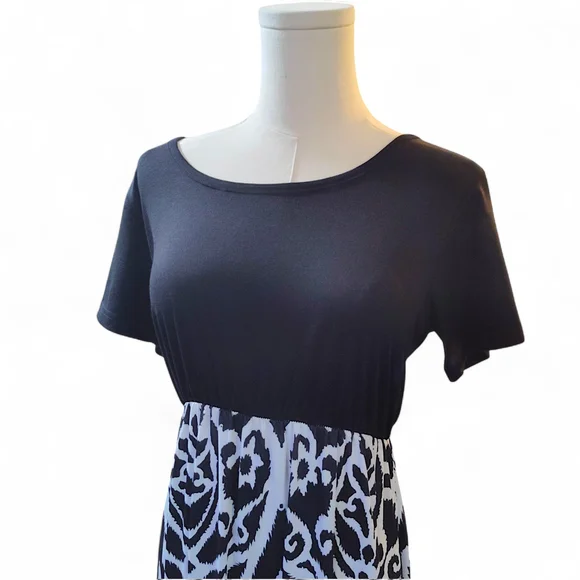 Maxi Dress Black/White Paisley Print Womens Size Large - Picture 2 of 7